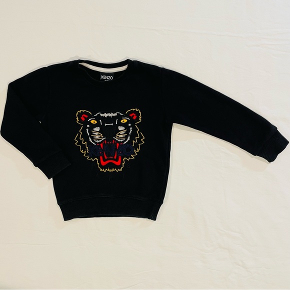 Kenzo Kids Tiger Logo Sweatshirt Boys 4 US 104 EU Girls Paris Crewneck Black - Picture 1 of 4